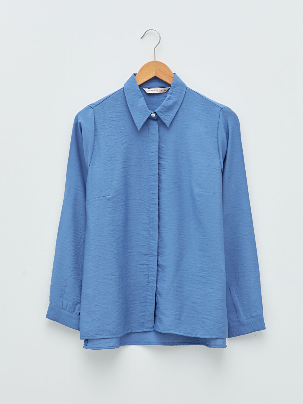 Buttoned Regular Long Sleeve Gabardine Women's Shirt-5