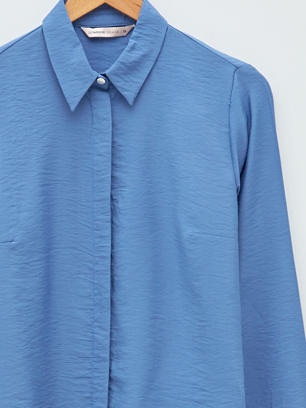 Buttoned Regular Long Sleeve Gabardine Women's Shirt-7