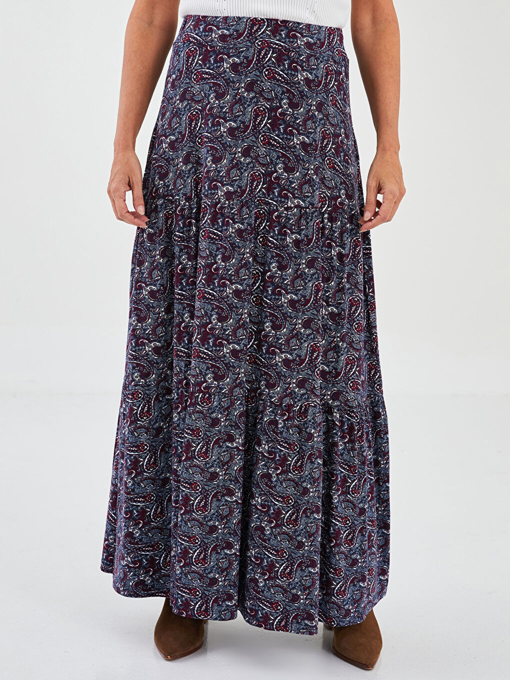 Karışık Beli Lastikli Desenli Kadın Etek-4