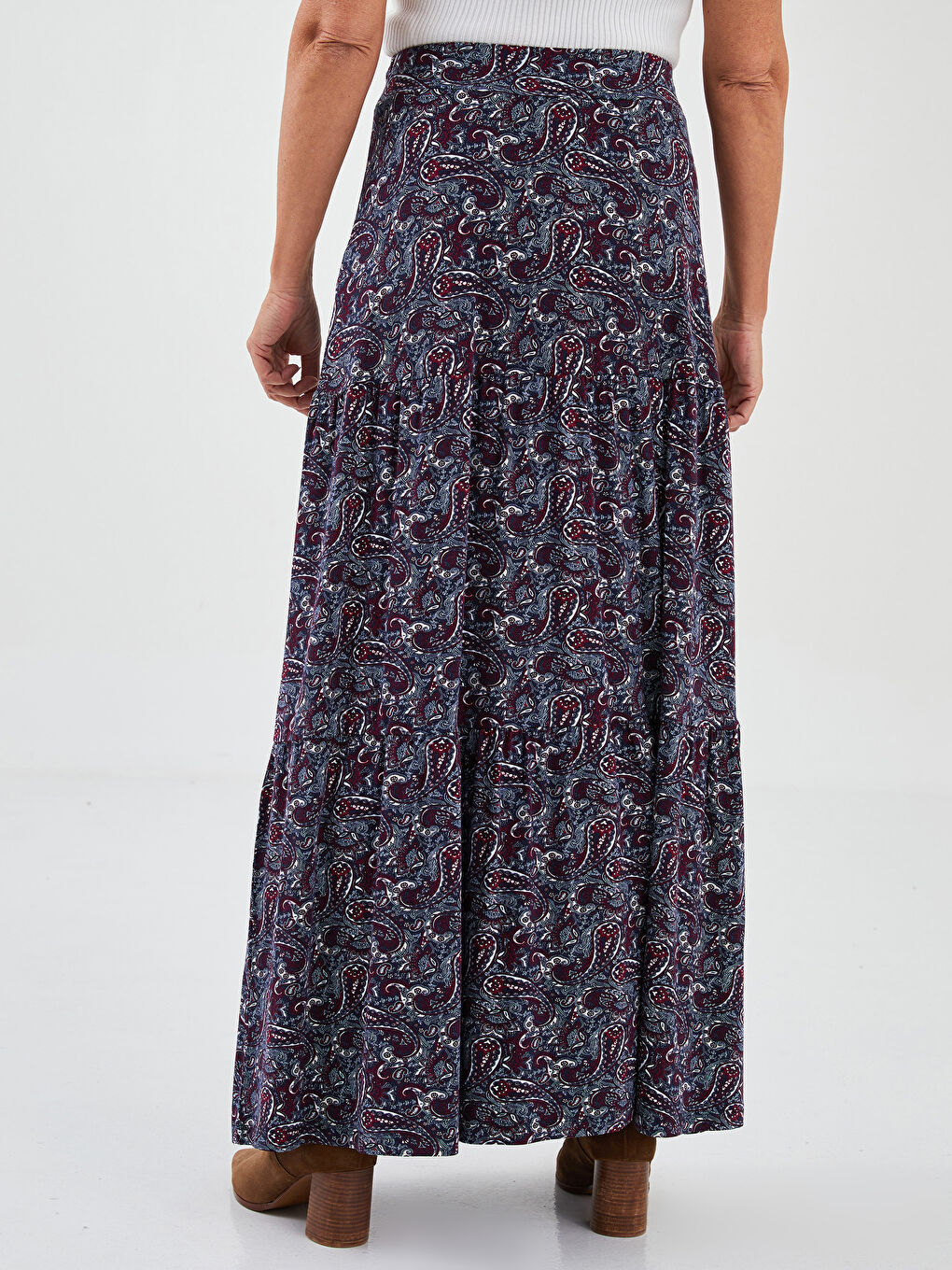 Karışık Beli Lastikli Desenli Kadın Etek-5