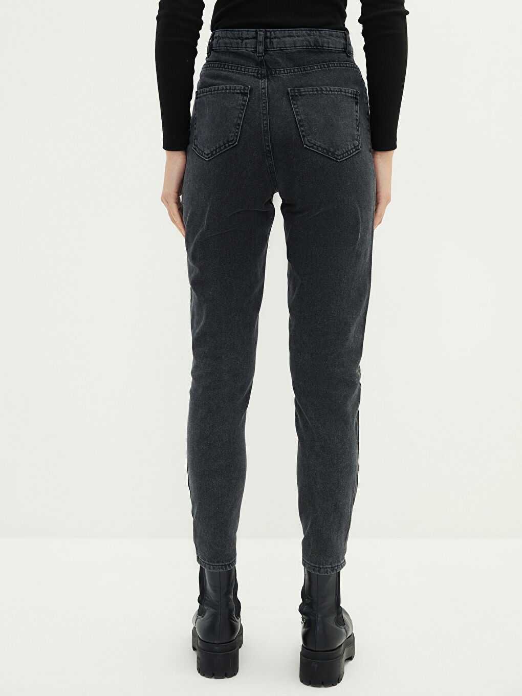 LCW Jeans Jean en Denim Rodeo Taille Haute Coupe Maman Détail Poches pour Femmes -W1K644Z8-GRD