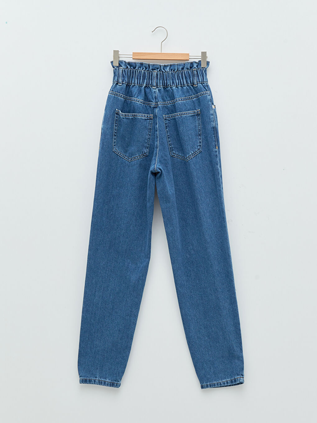 İndigo Yüksek Bel Slouchy Cep Detaylı Rodeo Kadın Jean Pantolon-6