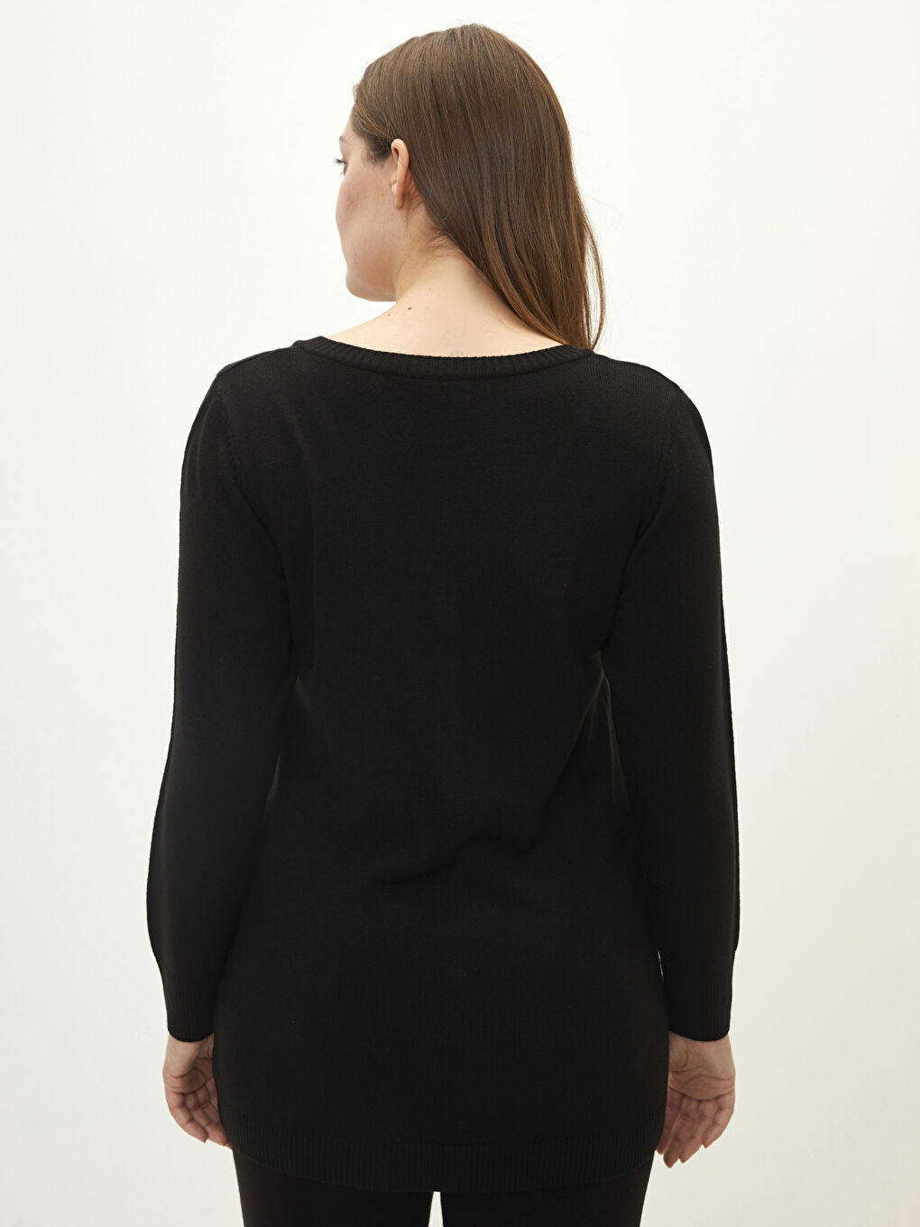 Plus Size V Neck Regular Long Sleeve Women's Tricot Sweater-7