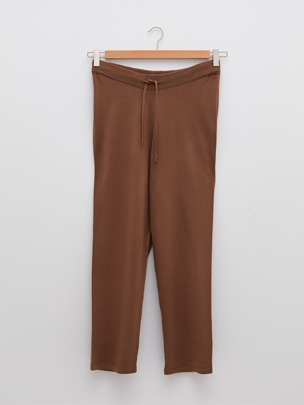 Women's Large Size Elastic Waist Straight Knitwear Trousers-5