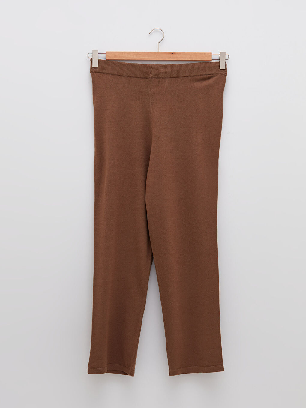 Women's Large Size Elastic Waist Straight Knitwear Trousers-6
