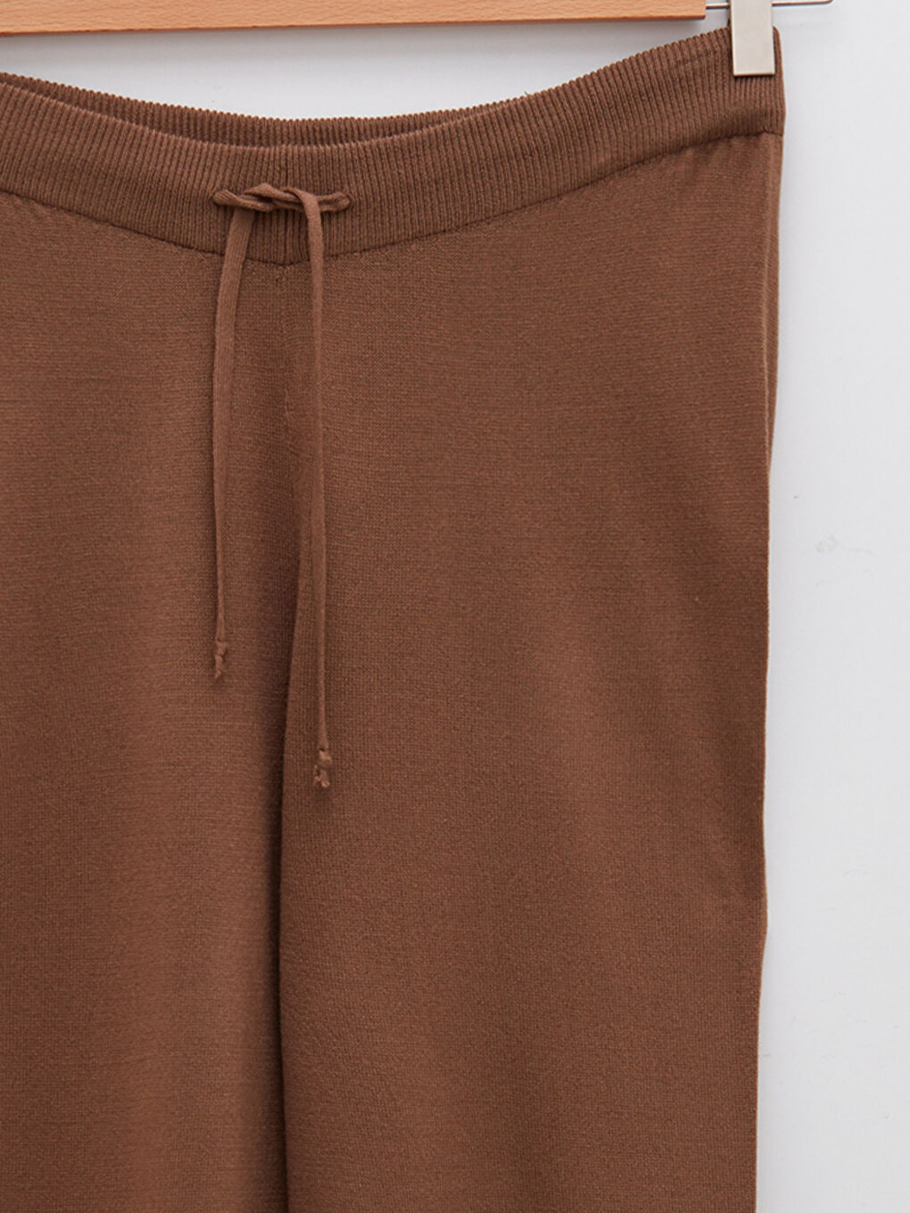 Women's Large Size Elastic Waist Straight Knitwear Trousers-7