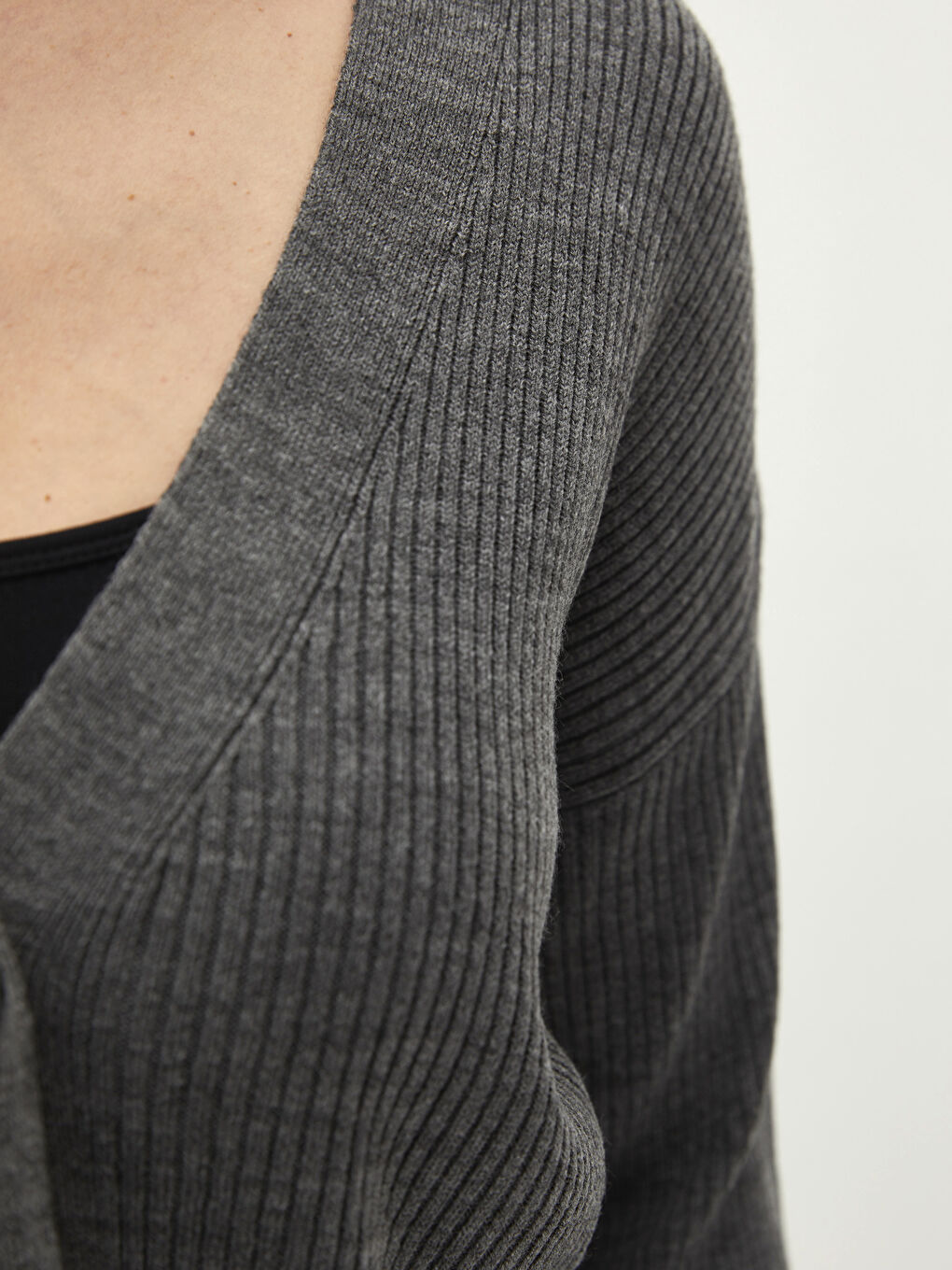 Cardigan en Tricot à Encolure en V, Coupe Droite, Manches Longues pour Femmes Grande Taille-3