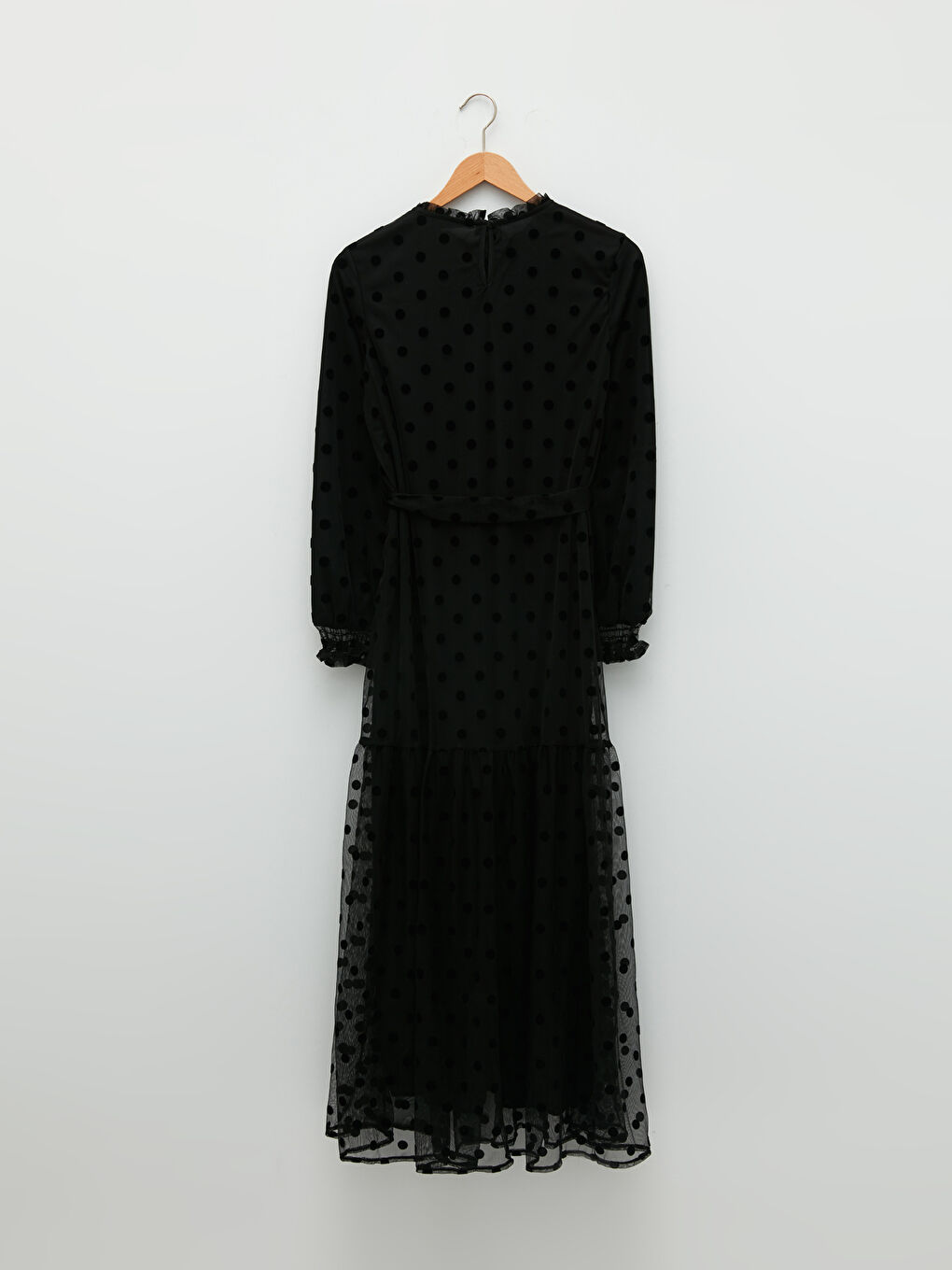 Verspieltes Rundhalsausschnitt Punktmuster Langarm Kleid für Damen-6