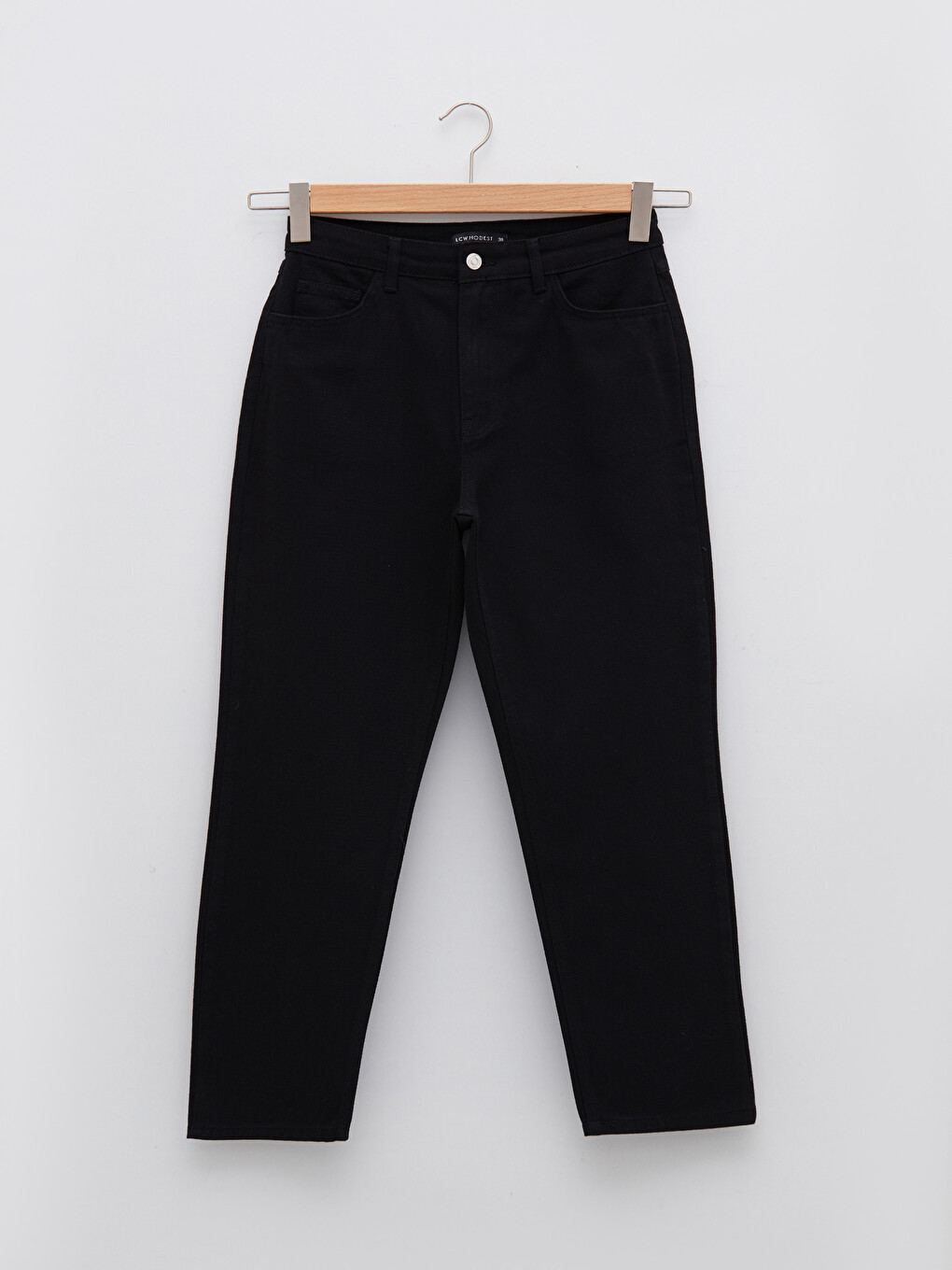 Comfortable Fit Straight Pocket Detailed Gabardine Fabric Women's Trousers-5