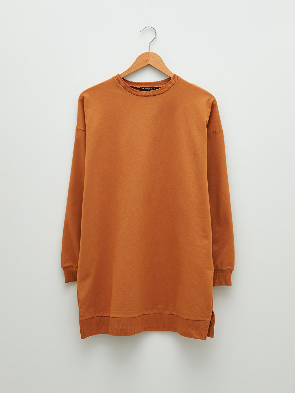 Crew Neck Plain Long Sleeve Women's Sweatshirt Tunic-5