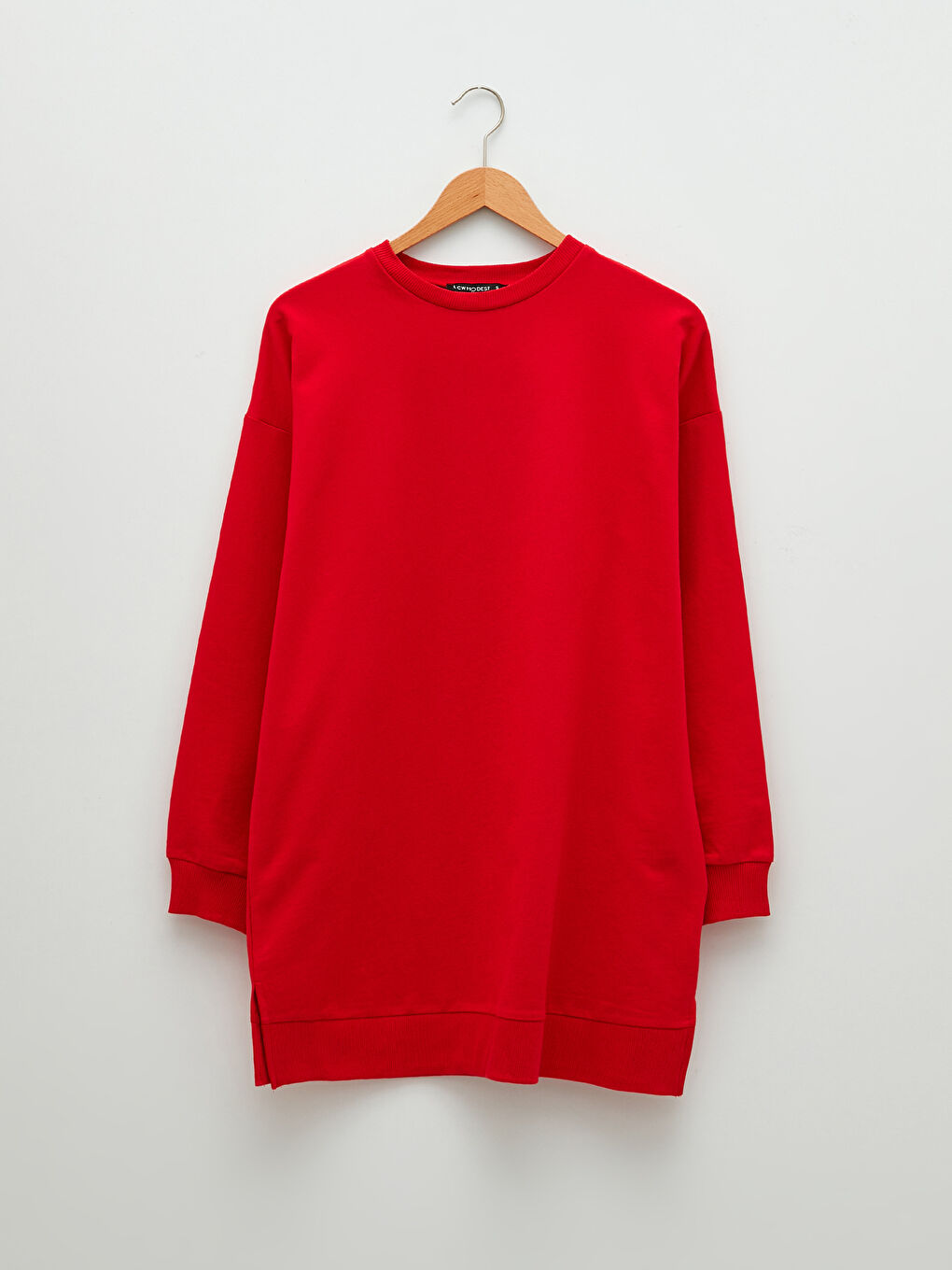 Crew Neck Plain Long Sleeve Women's Sweatshirt Tunic-6