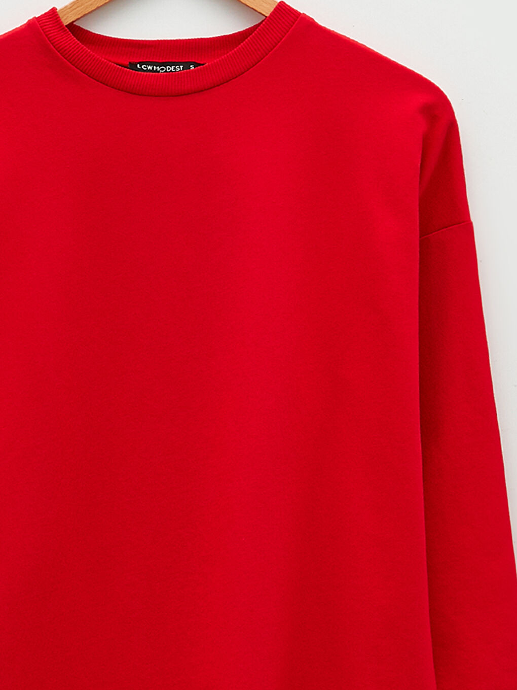 Crew Neck Plain Long Sleeve Women's Sweatshirt Tunic-8