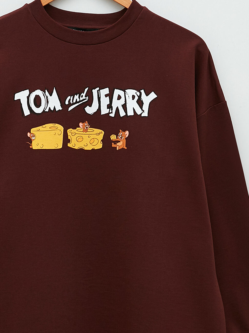 LCW Modest Kahverengi Bisiklet Yaka Tom ve Jerry Baskılı Uzun Kollu Kadın Sweatshirt Tunik - 7