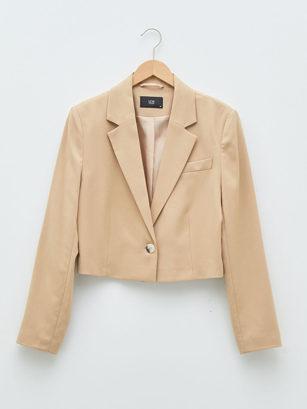 Kahverengi Önden Düğme Kapamalı Düz Uzun Kollu Kadın Ceket-5