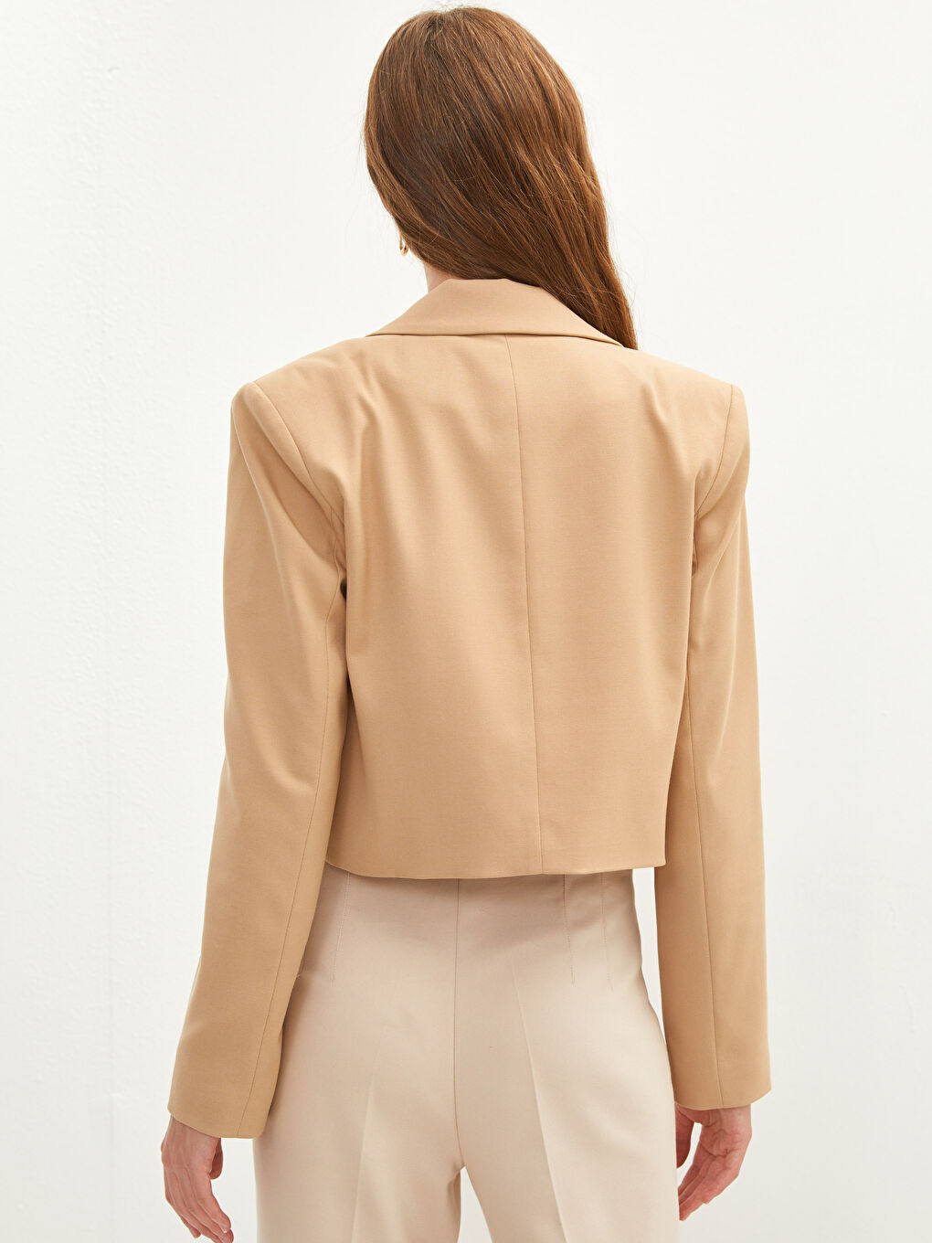 Kahverengi Önden Düğme Kapamalı Düz Uzun Kollu Kadın Ceket-4