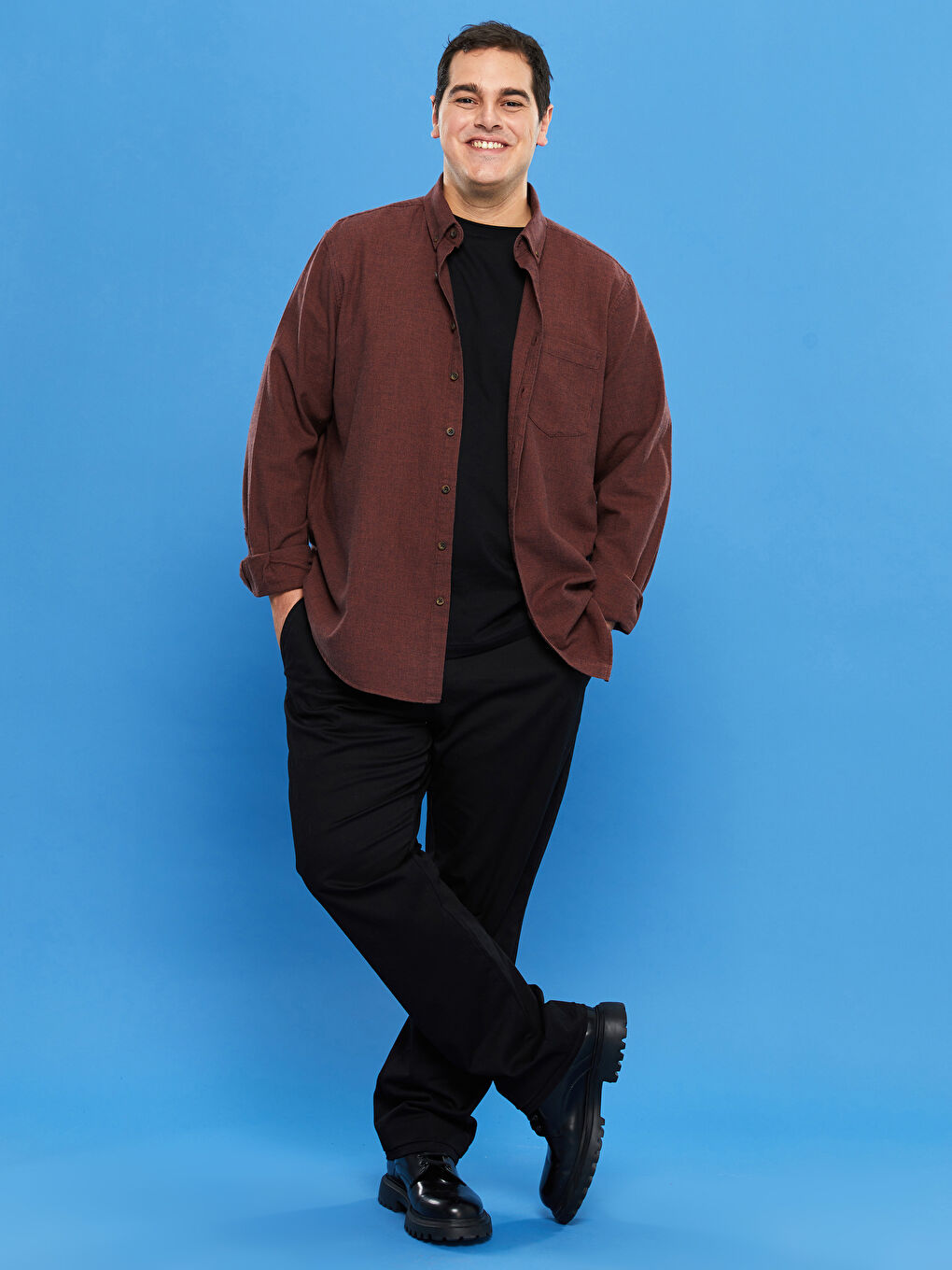 تيشيرت أساسي كم قصير ياقة دائرية مقاس كبير للرجال-2