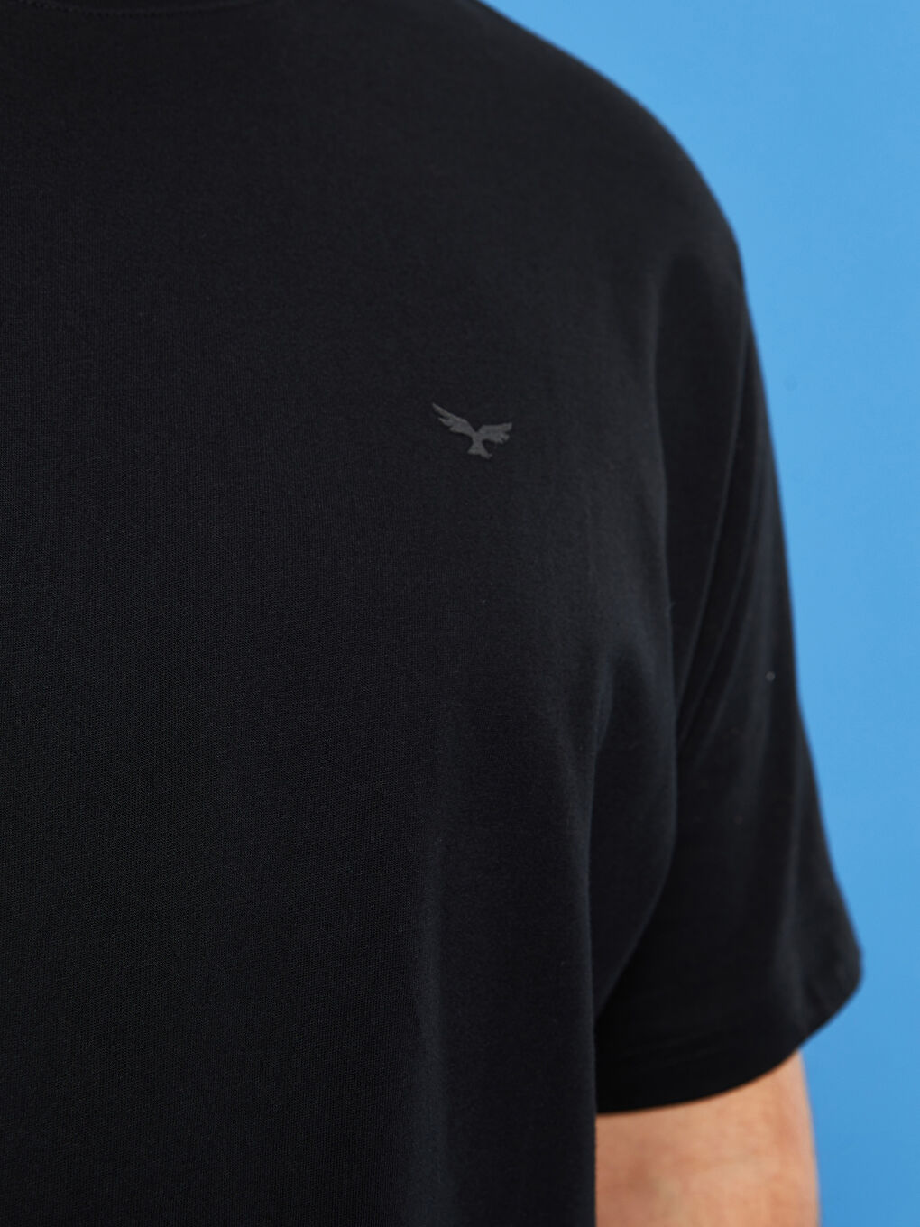 تيشيرت أساسي كم قصير ياقة دائرية مقاس كبير للرجال-3