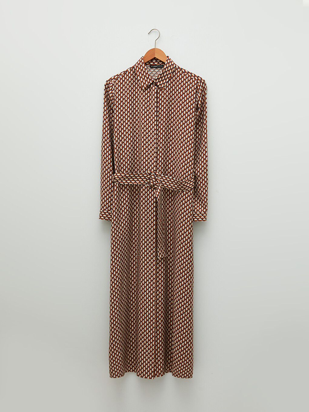 Front Button Closure Patterned Long Sleeve Women's Shirt Shirt Dress-3