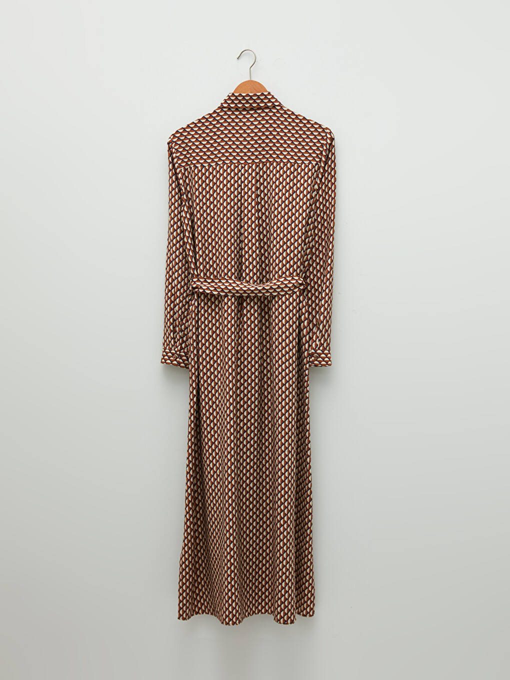 Front Button Closure Patterned Long Sleeve Women's Shirt Shirt Dress-4