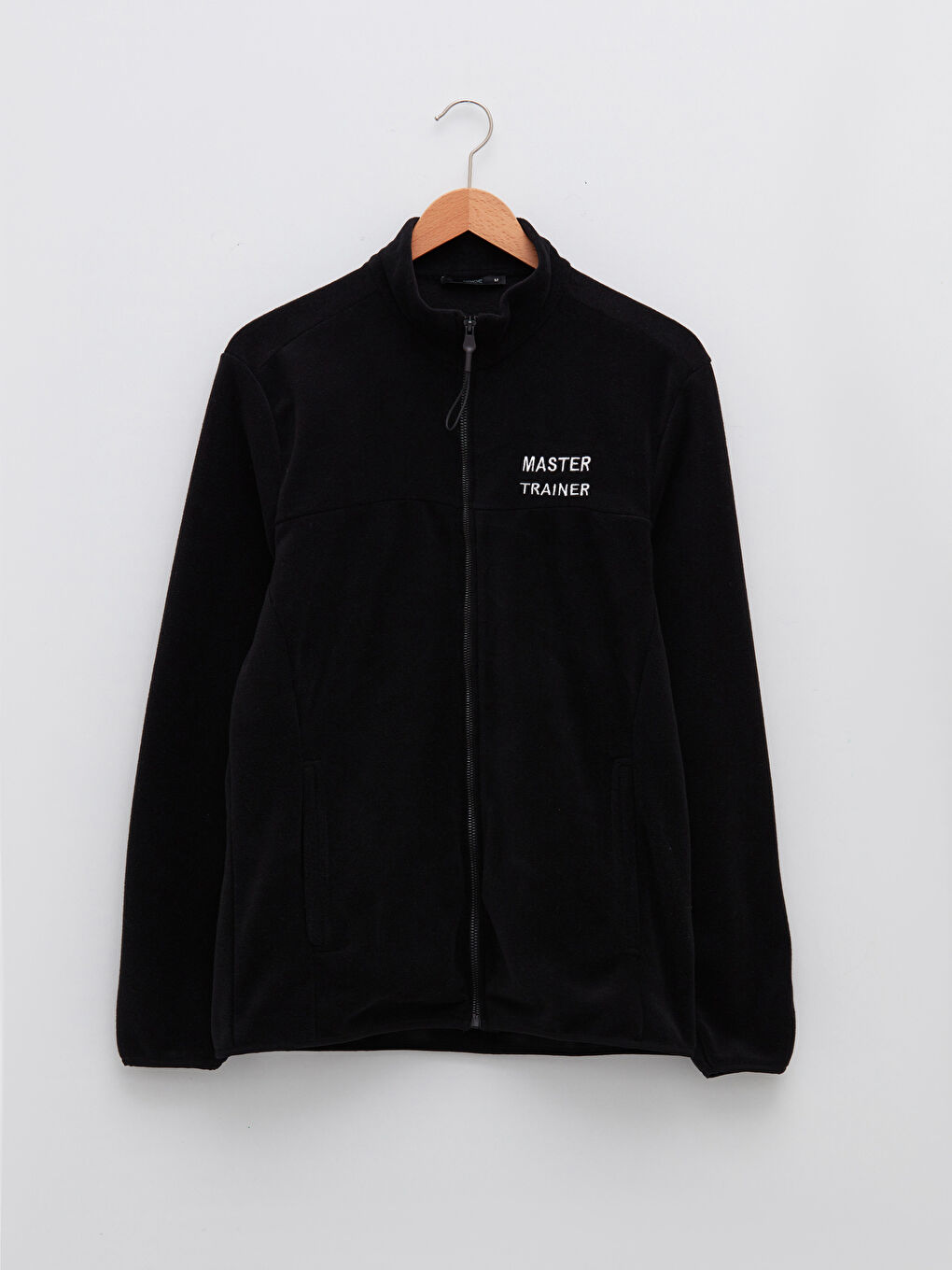 Siyah Standart Kalıp Dik Yaka Polar Kalın Erkek Hırka-5