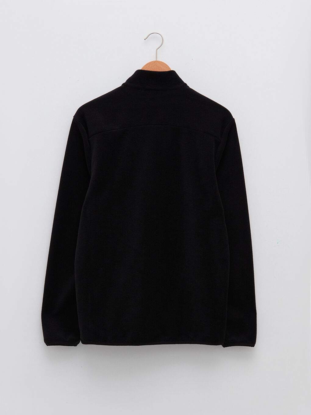 Siyah Standart Kalıp Dik Yaka Polar Kalın Erkek Hırka-6