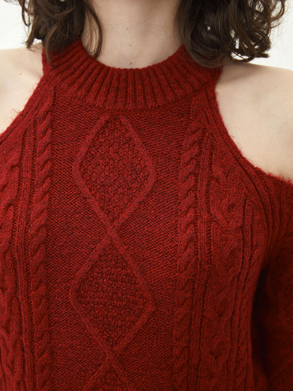 Pull-over à Col Halter À Motifs Manches Longues en Tricot-2