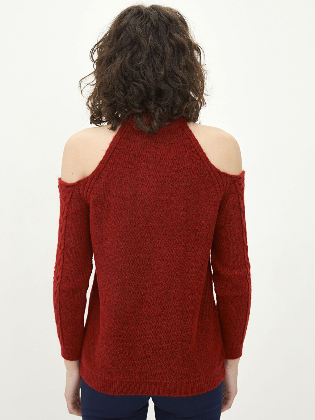 Pull-over à Col Halter À Motifs Manches Longues en Tricot-3