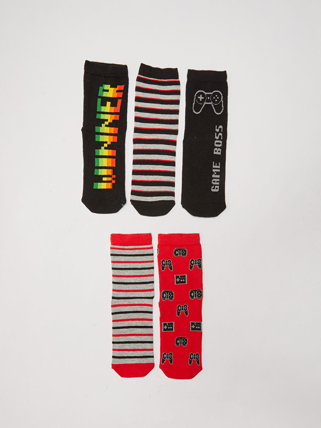 Patterned Boys' Ankle Socks 5 Pack-1