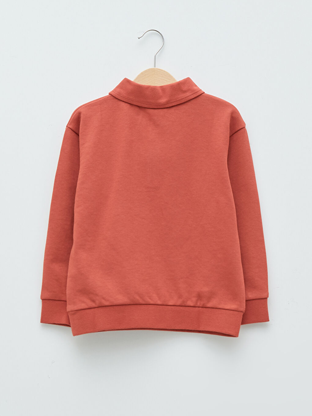 Hanorac Băiat Simplu cu Guler Polo și Mânecă Lungă-1