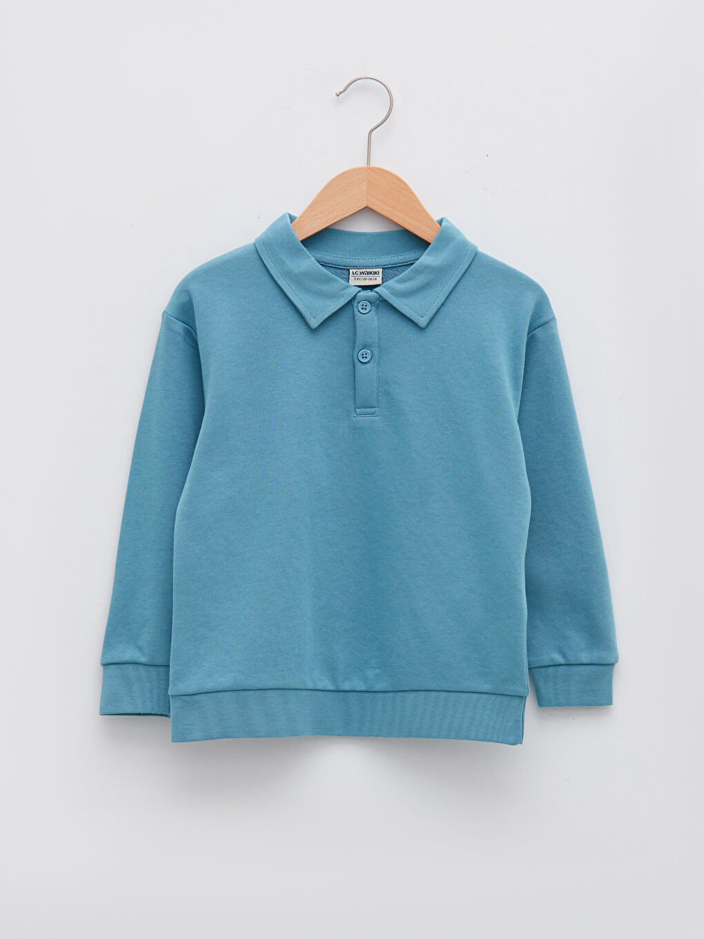 Polo Neck Basic Long Sleeve Boy Sweatshirt