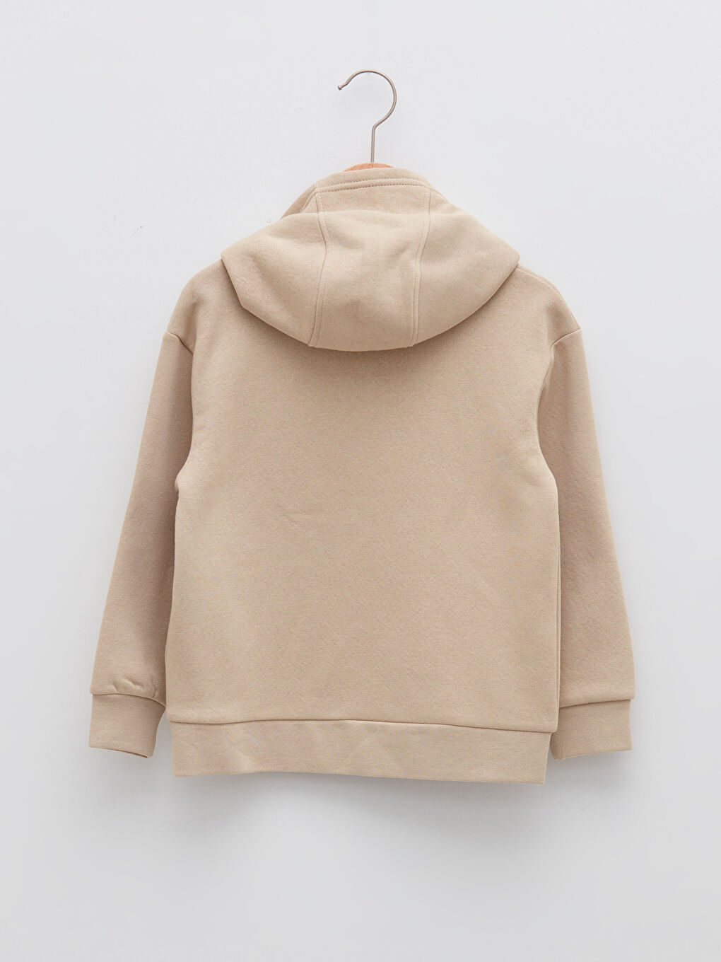 Bej Kapüşonlu Basic Uzun Kollu Erkek Çocuk Sweatshirt-1