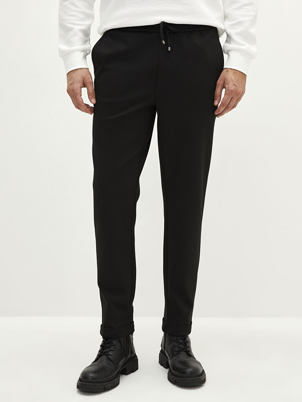 Men's Slim Fit Elastic Waist Trousers-2