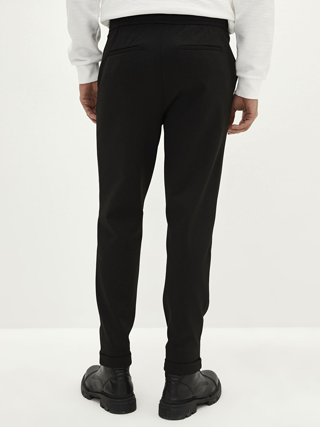 Men's Slim Fit Elastic Waist Trousers-4