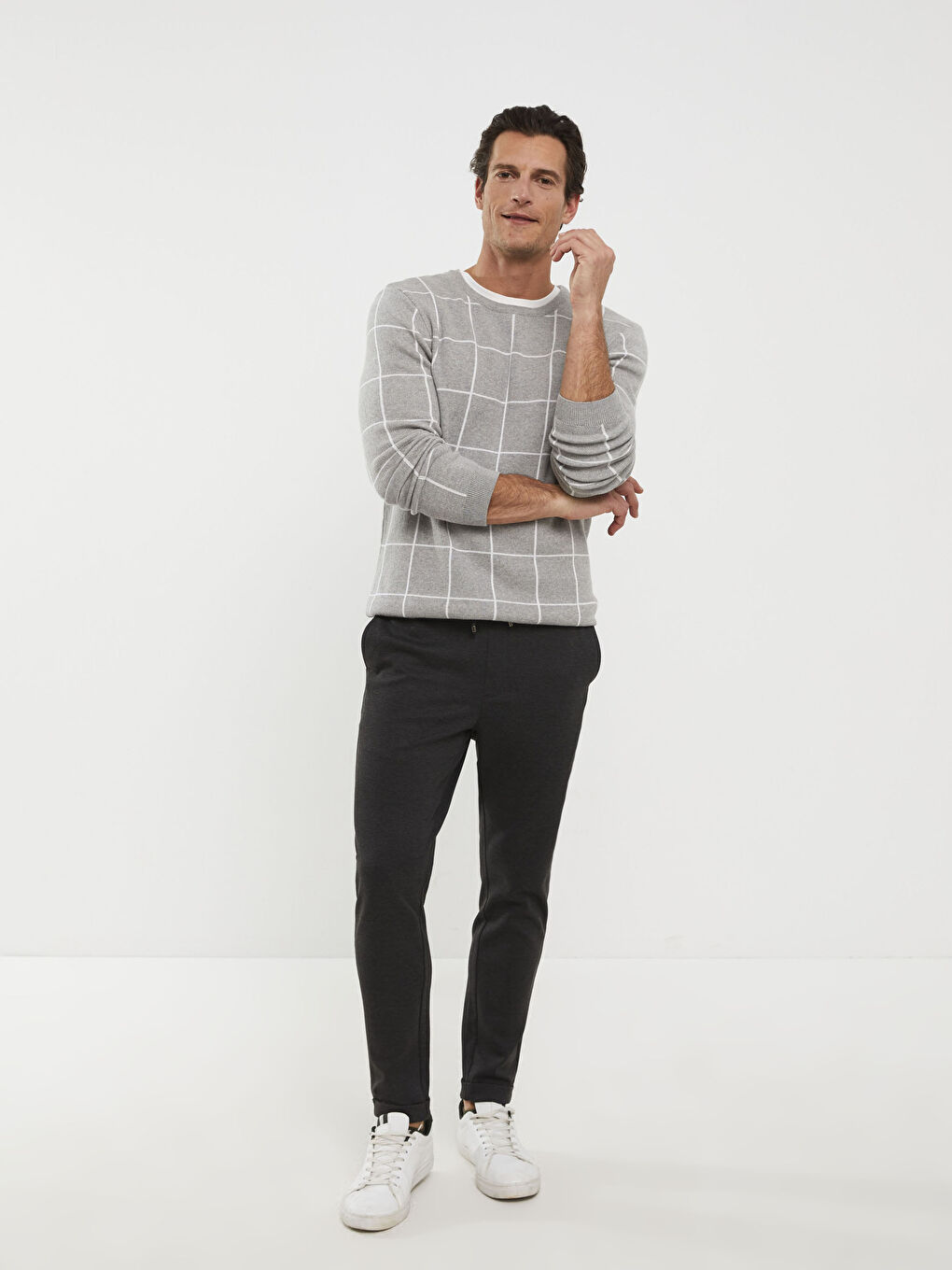 Antrasit Dar Kalıp Beli Lastikli Erkek Pantolon-1