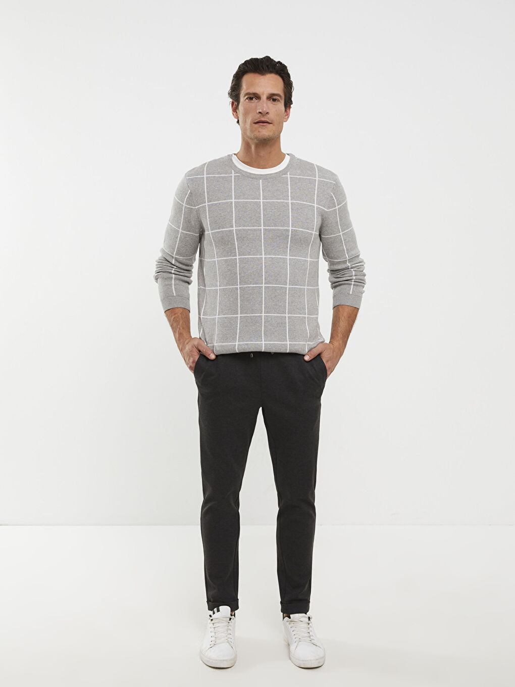 Antrasit Dar Kalıp Beli Lastikli Erkek Pantolon-2