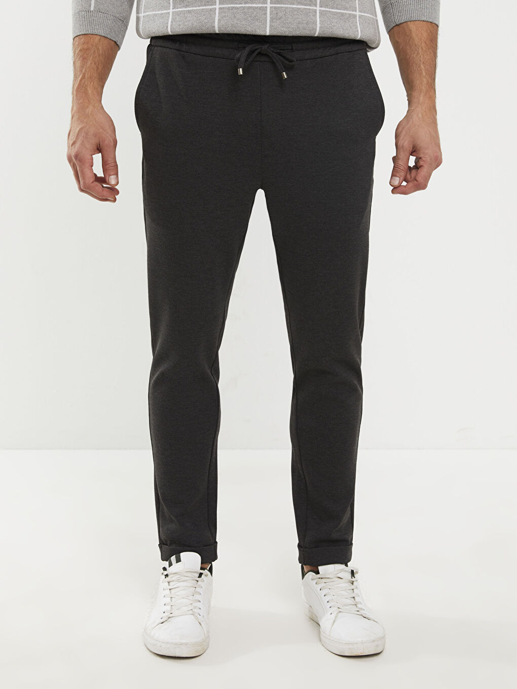 Antrasit Dar Kalıp Beli Lastikli Erkek Pantolon-4