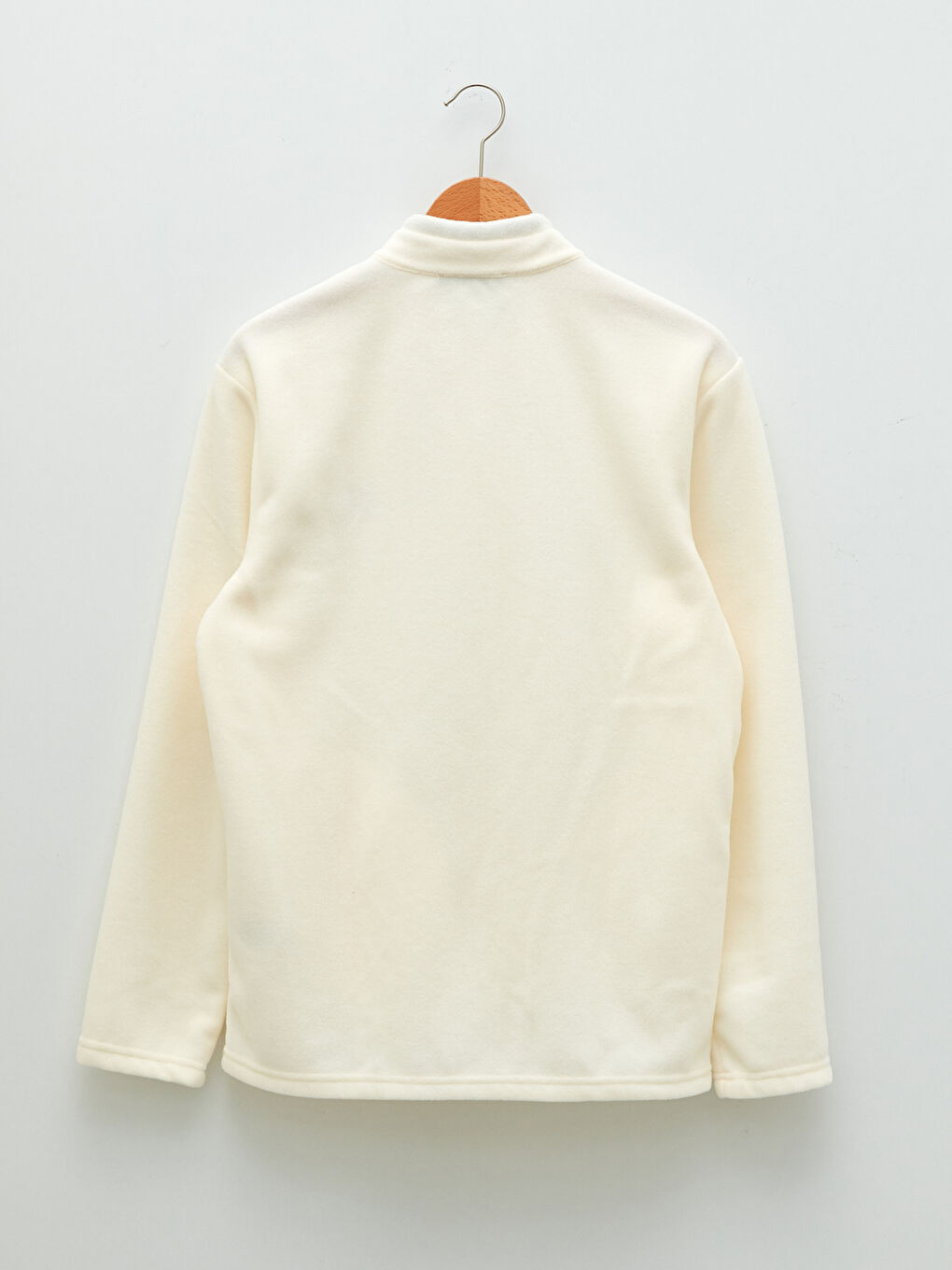 Beyaz Standart Kalıp Dik Yaka Kalın Erkek Polar Hırka-6