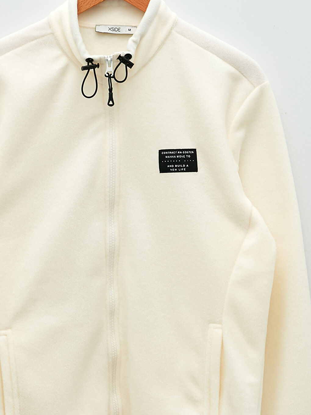 Beyaz Standart Kalıp Dik Yaka Kalın Erkek Polar Hırka-7