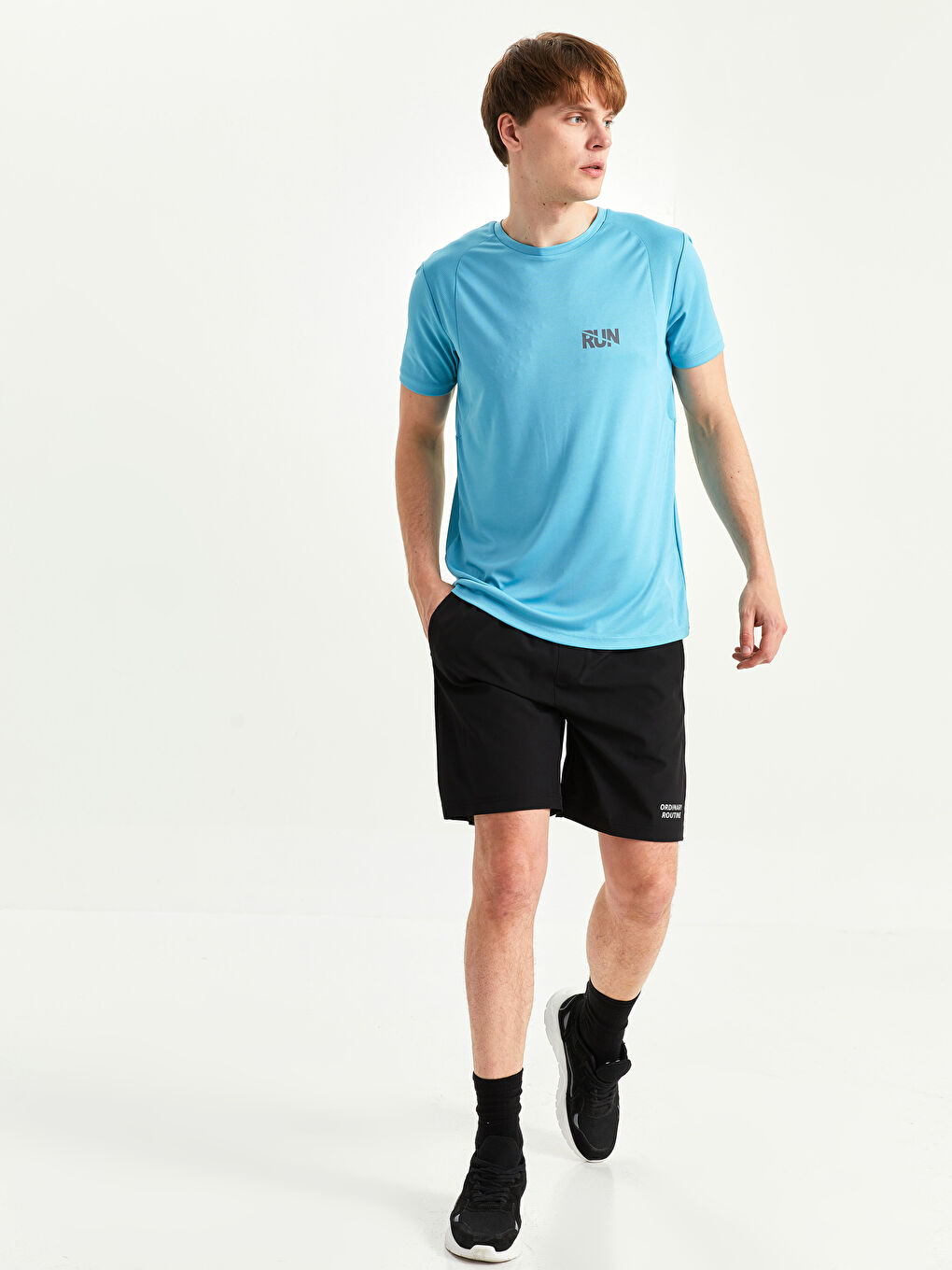 Siyah Standart Kalıp Erkek Spor Şort-2