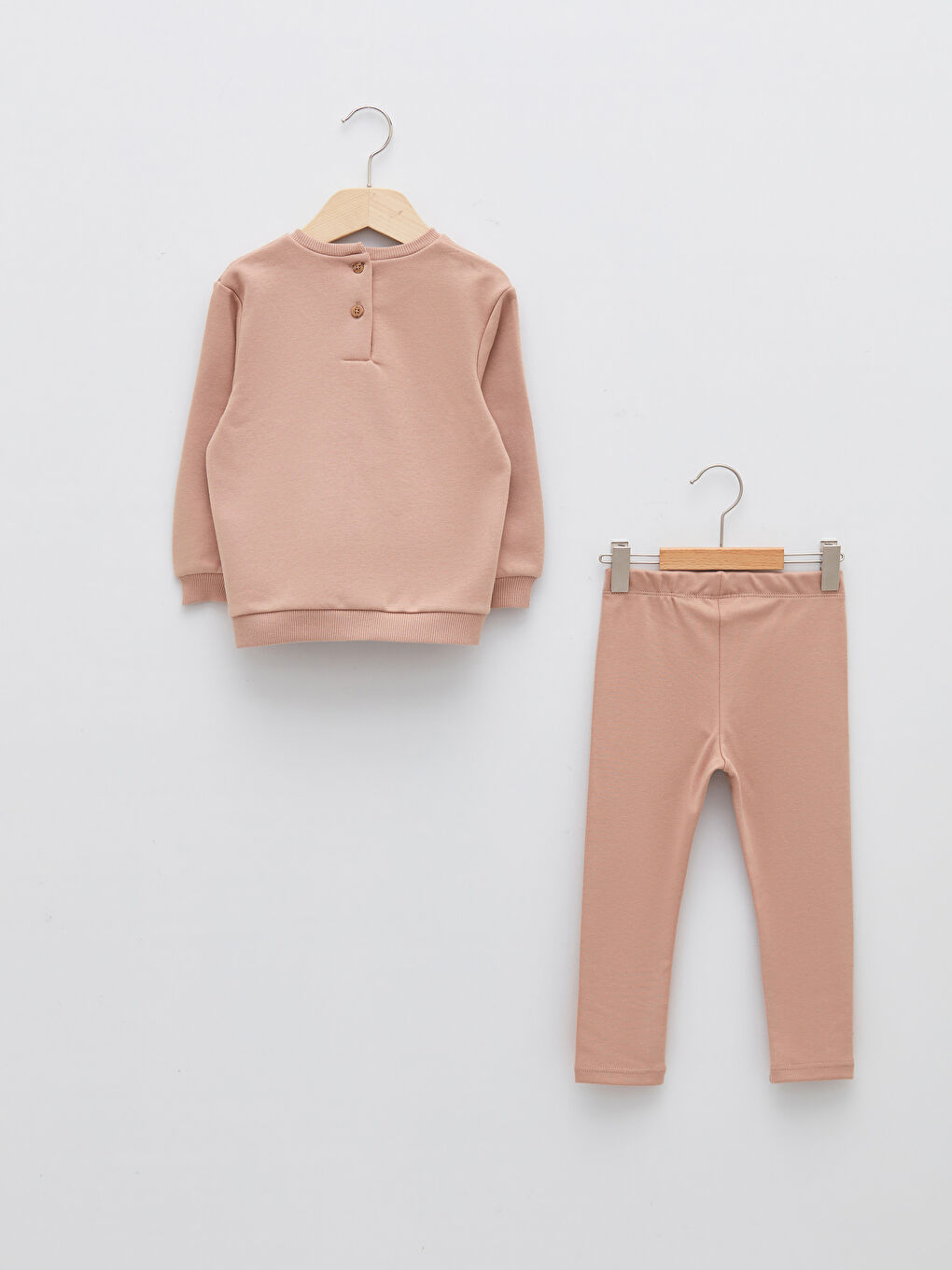 Crew Neck Basic Long Sleeve Baby Girl Sweatshirt and Leggings 2-Pack Set-1