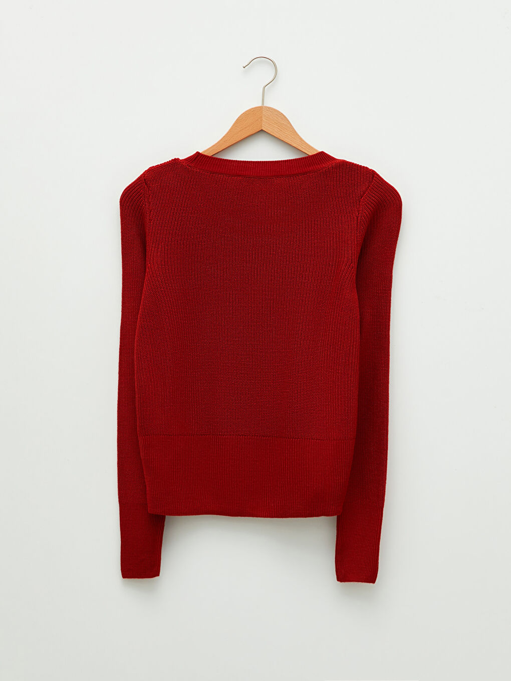 Kahverengi Bisiklet Yaka Düz Uzun Kollu Kadın Triko Kazak-6