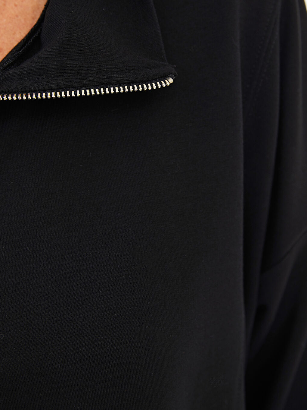 Суитчър с дълъг ръкав и яка тип фуния за жени с цветен блок-3