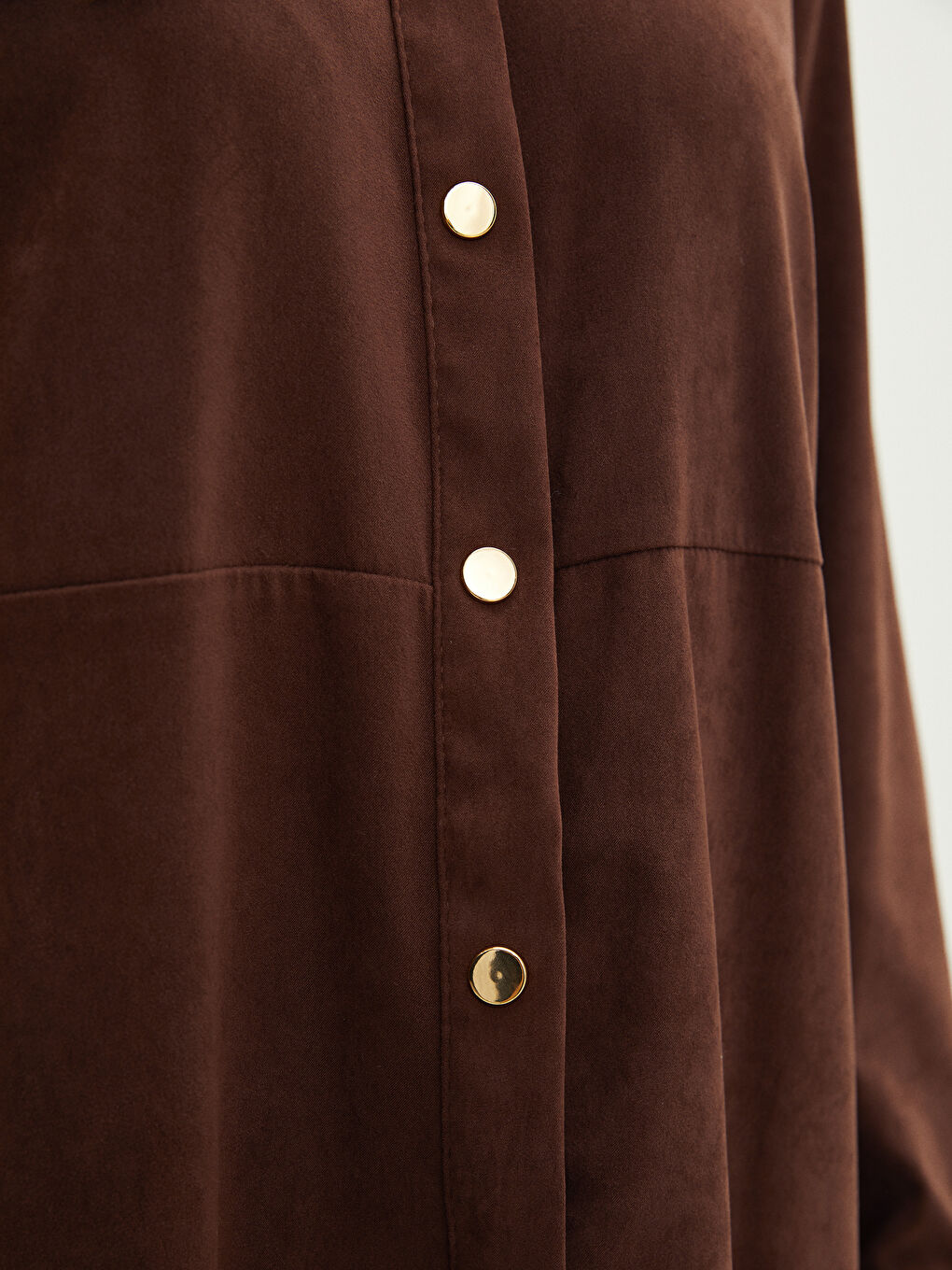 Tunique en chemise unie à manches longues surdimensionnée en suède pour femmes-2