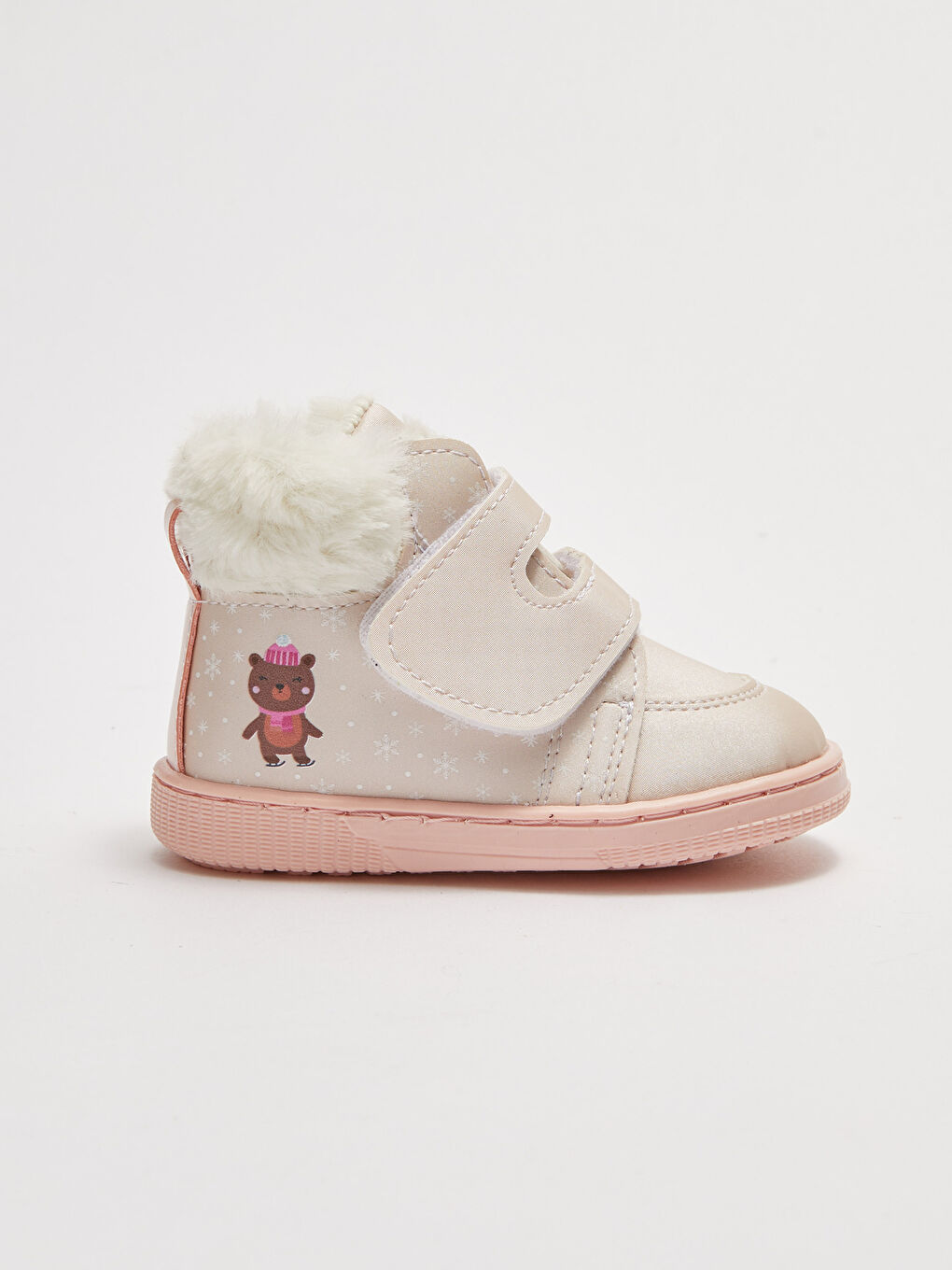 Pembe Deri Görünümlü Cırt Cırtlı Kız Bebek Yürüme Öncesi Bot-1