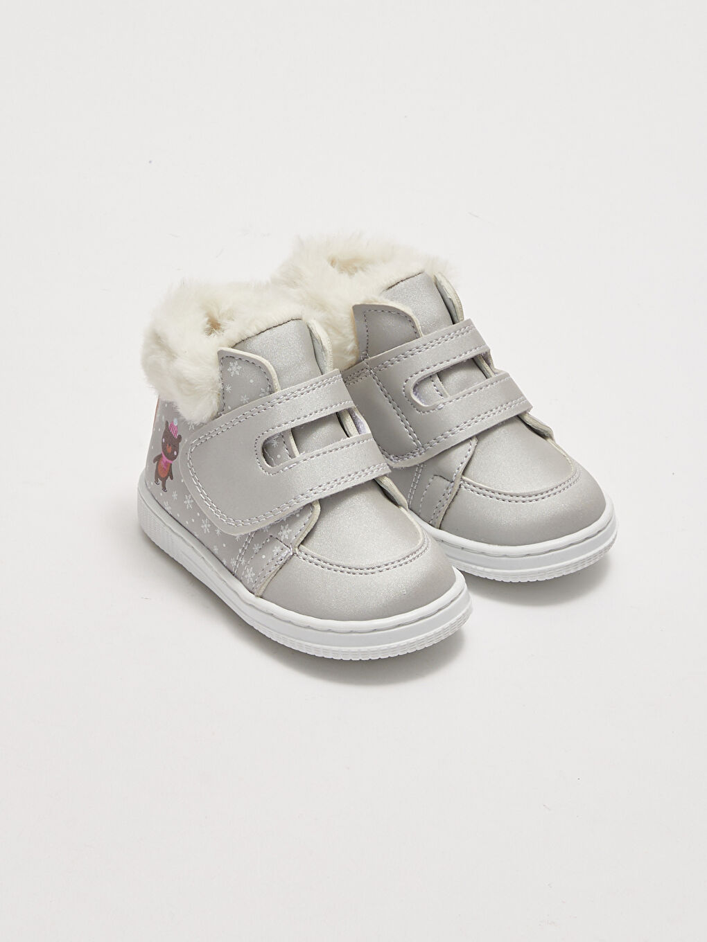 Gri Deri Görünümlü Cırt Cırtlı Kız Bebek Yürüme Öncesi Bot