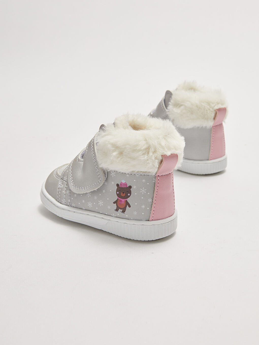 Gri Deri Görünümlü Cırt Cırtlı Kız Bebek Yürüme Öncesi Bot-3