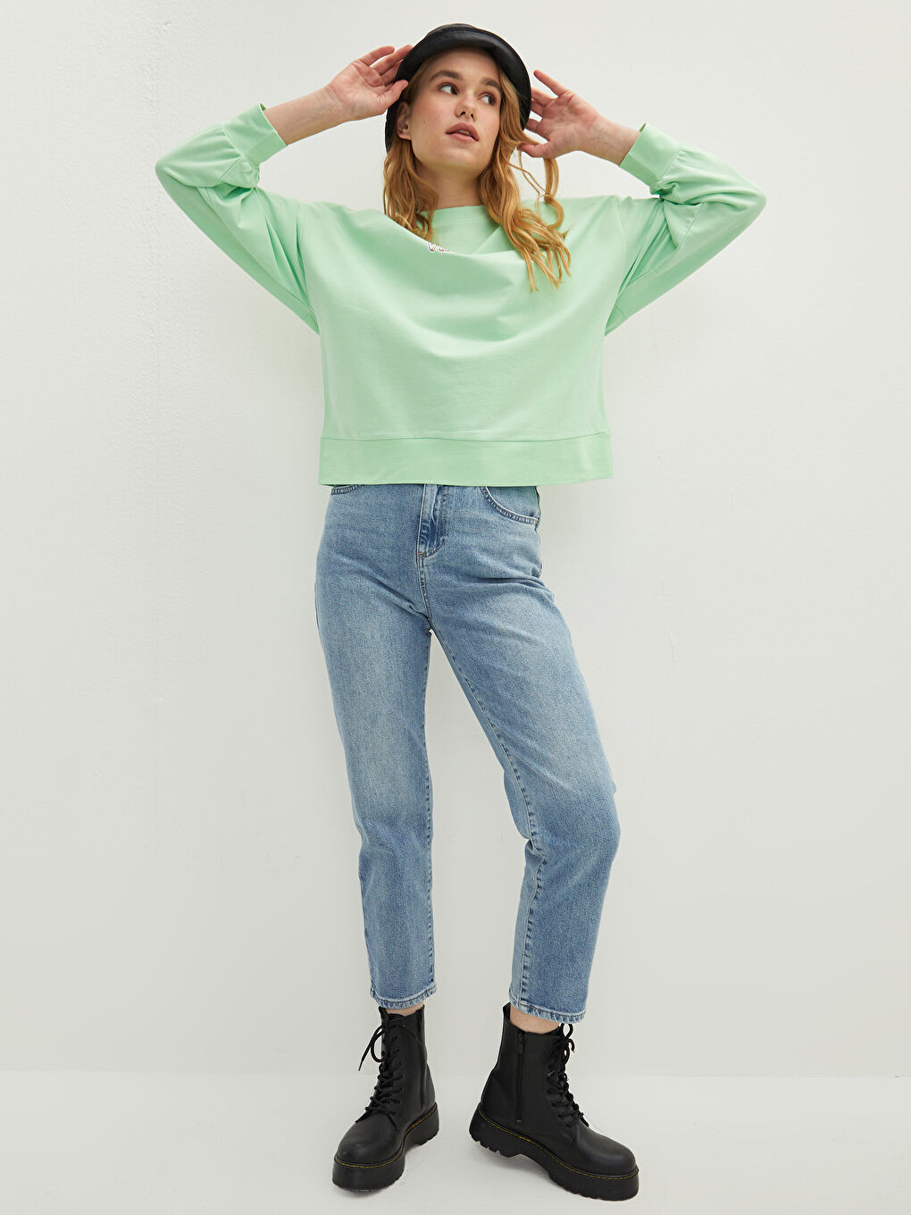 Rundhalsausschnitt Bedruckt Langarm Damen Sweatshirt-3