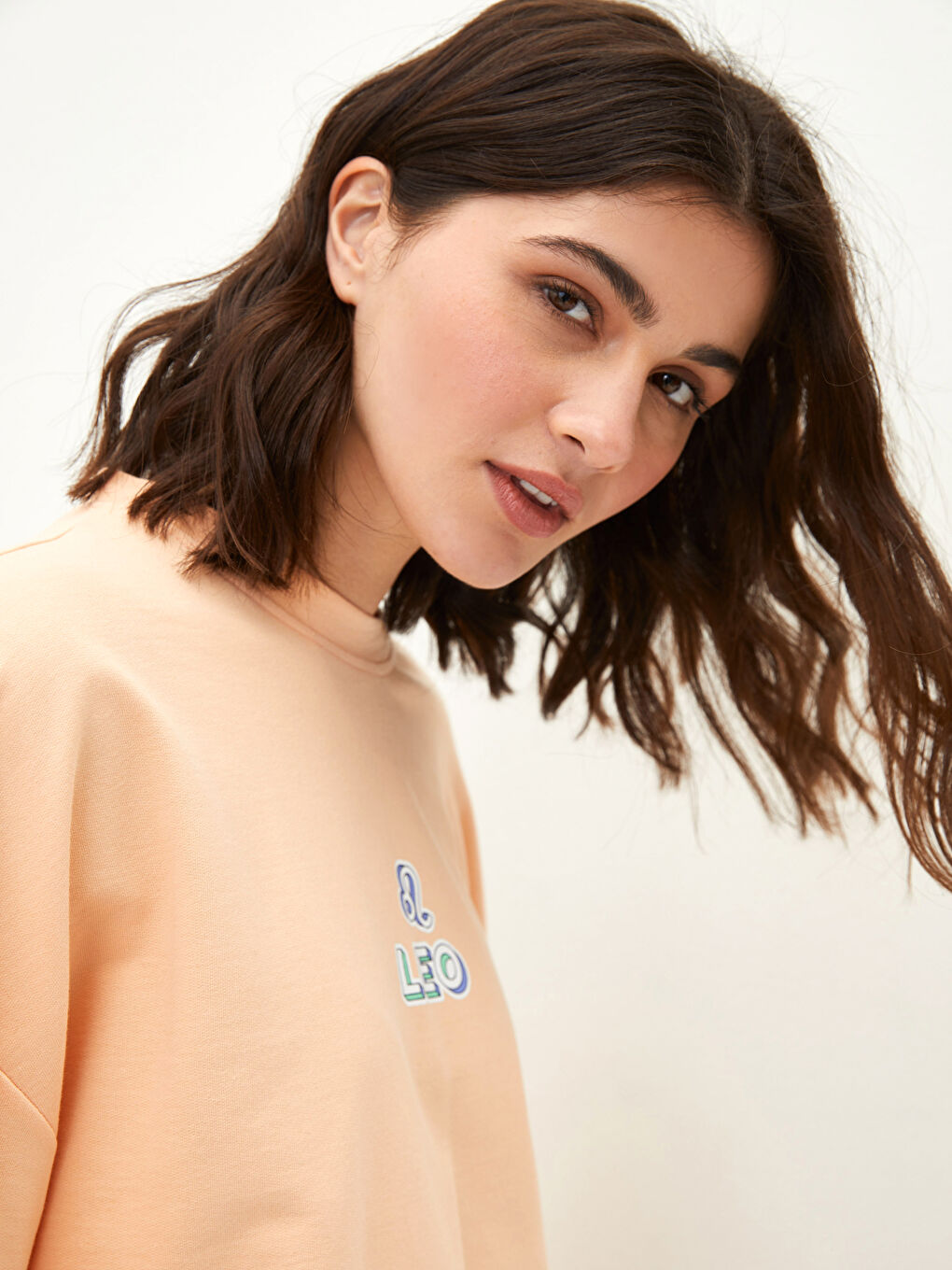 LCW Vision Bisiklet Yaka Slogan Baskılı Uzun Kollu Kadın Sweatshirt -W1K988Z8-FYJ