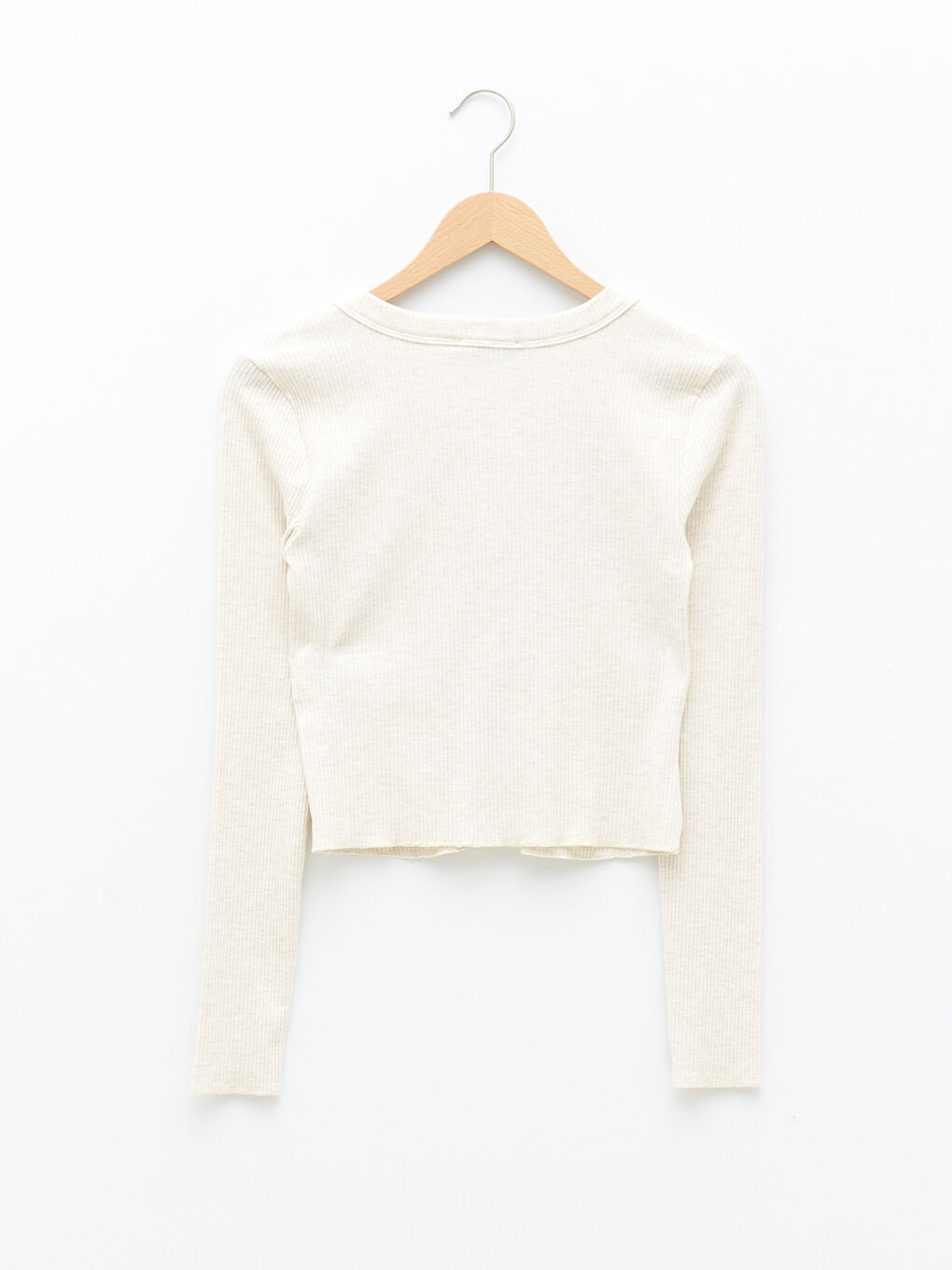 V-Neck Flat Long Sleeve Camisole Fabric Women Cardigan-5