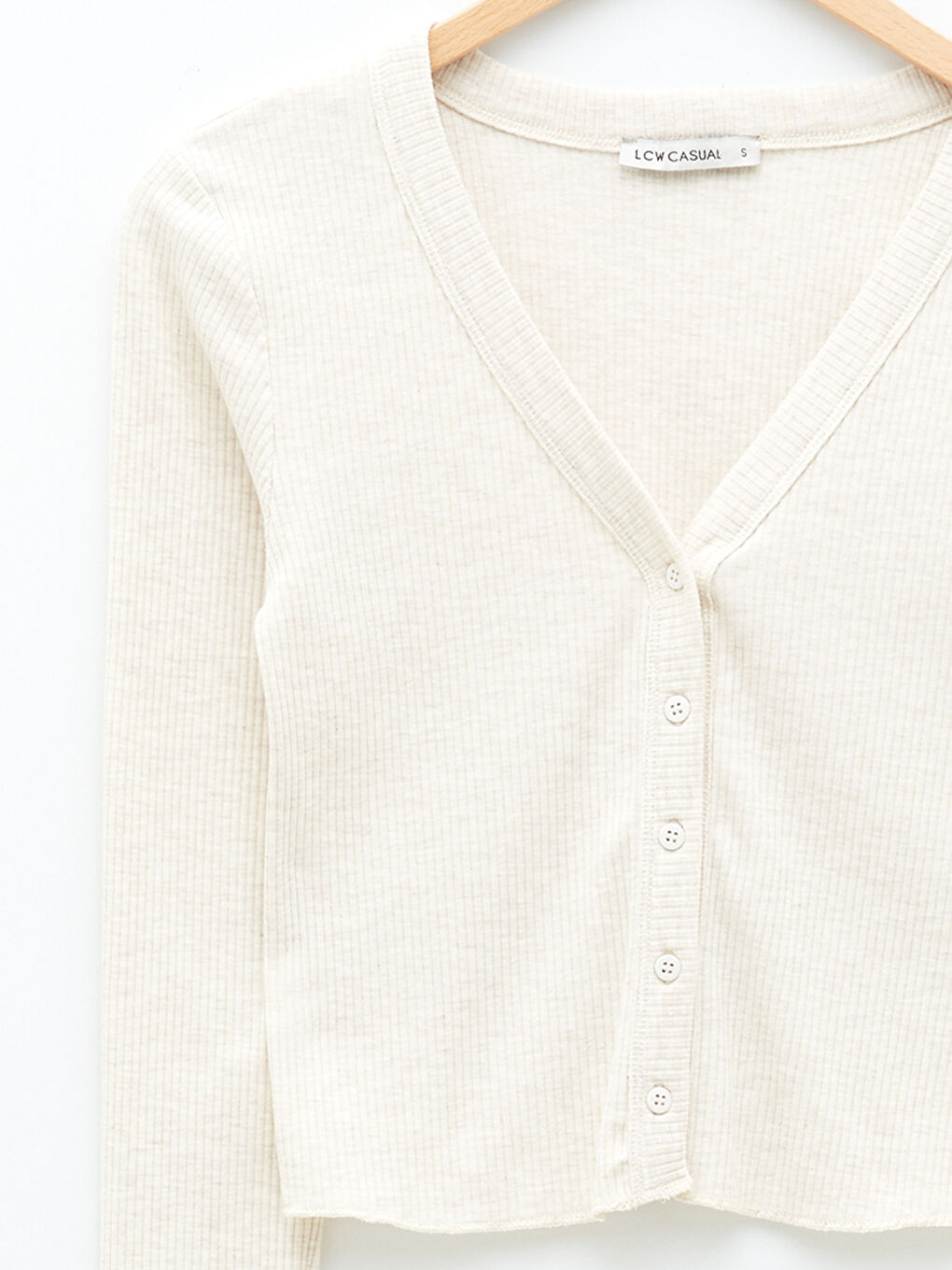 V-Neck Flat Long Sleeve Camisole Fabric Women Cardigan-6